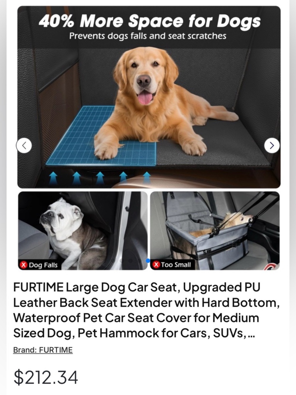 (NEW) Large Leather Dog Back Seat Extender and cover Hard Bottom, Waterproof